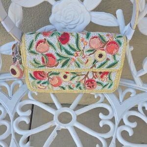Viral Vibrant Peach floral Beaded Bag